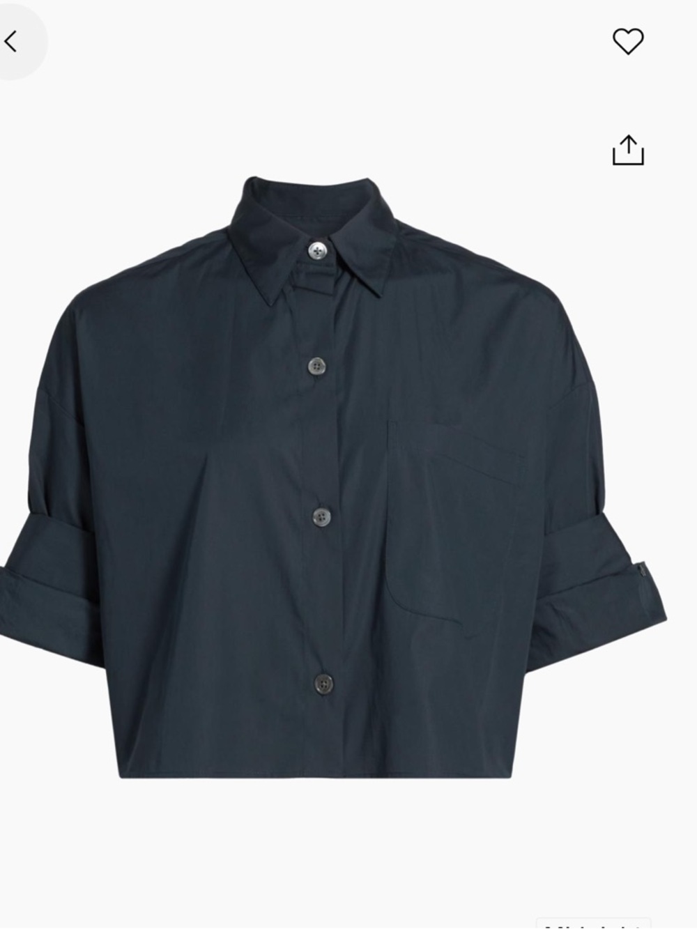 TWP Next Ex Cropped Button-Up Shirt in Black